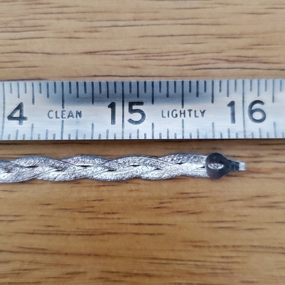 sterling silver three strand herringbone boho braided chain necklace - Picture 4 of 5